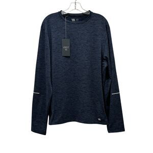 NWT VRST Men's Run Warm Crew Shirt Dk Ardosia Slate Heather Reflective Stretch L